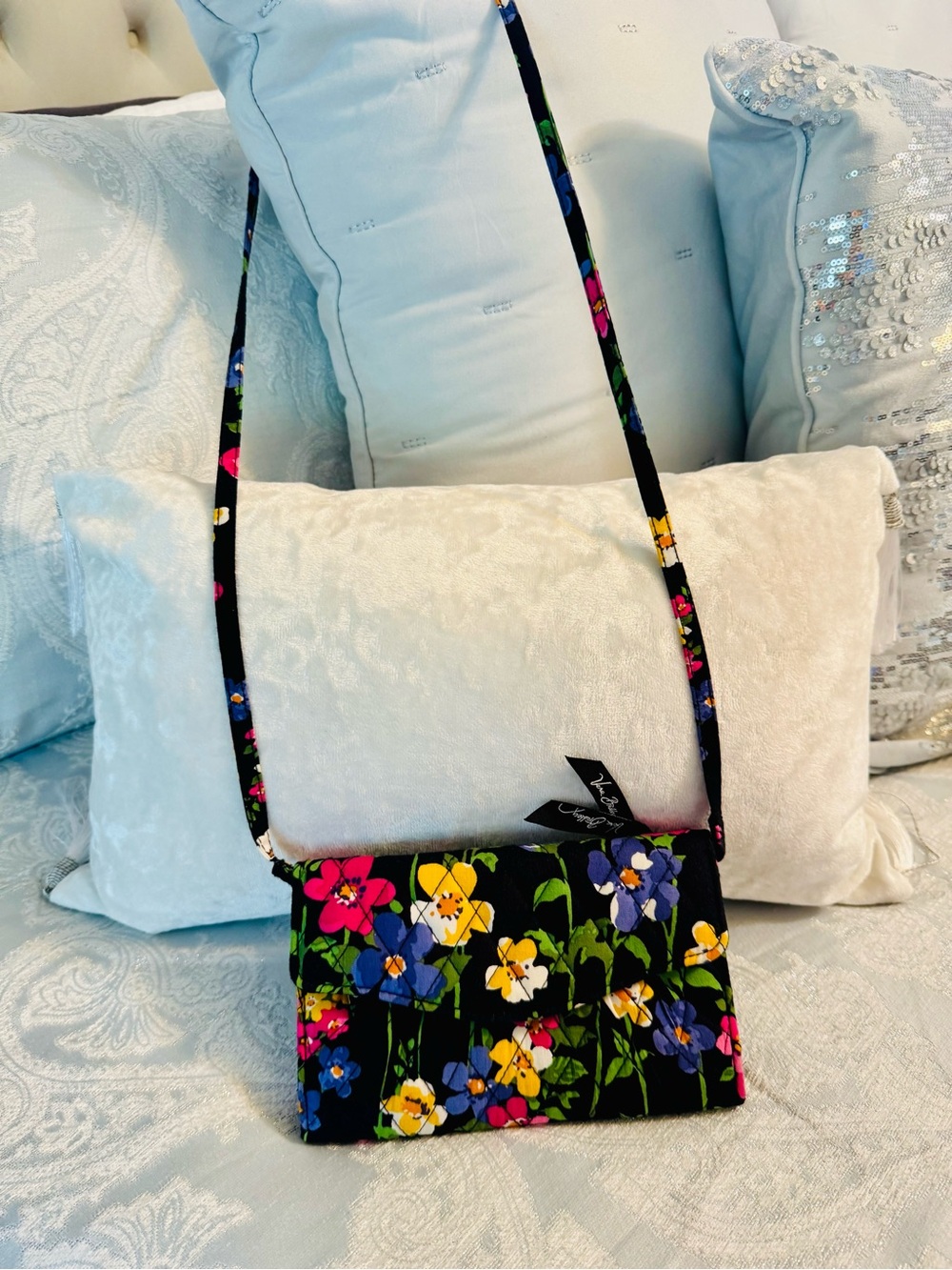 Vera Bradley Crossbody Wallet with Multicolor Flowers